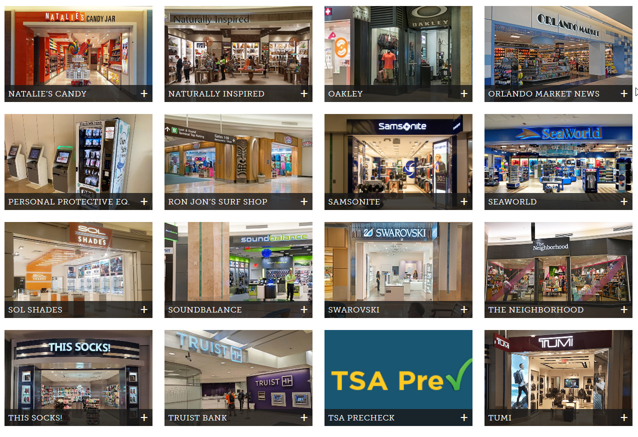 shopping area at MCO International airport